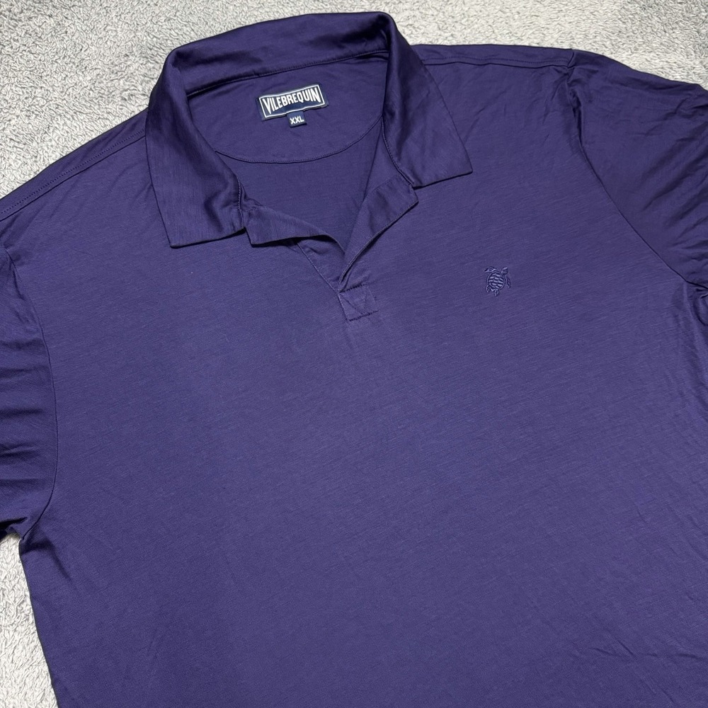 VILEBREQUIN Polo Shirt Men's 2XL Tencel Aubergine Purple Vented Breathable